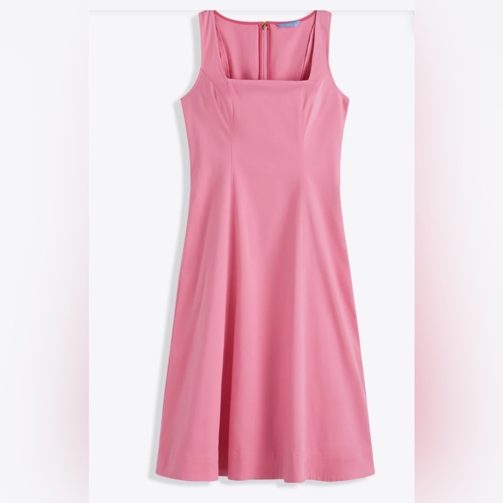 Draper James Genevieve Square Neck Sleeveless Midi Pink Sleeveless Pocket Dress